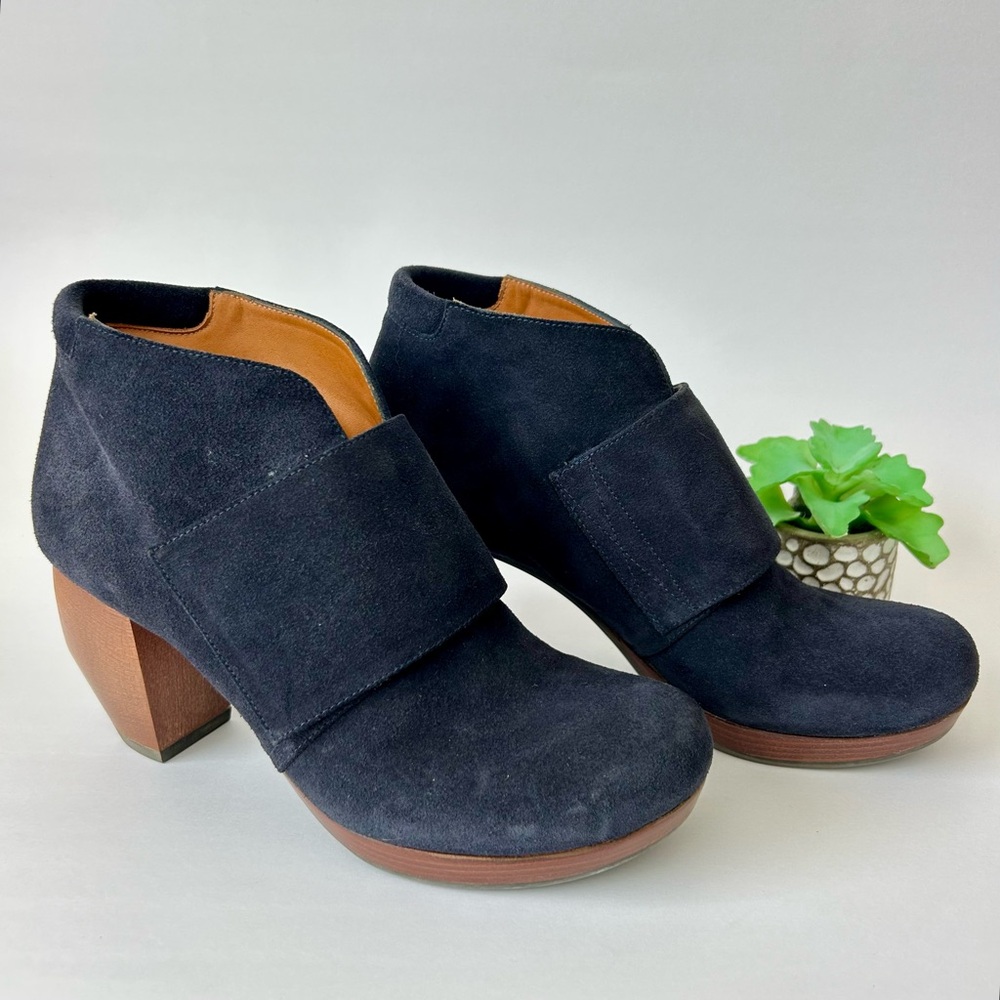 Chie Mihara Charro Black Suede Leather Platform Downtown Clog Boots Size 37
